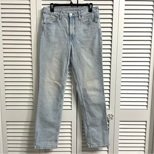 H&M & Denim Vintage Straight High Waist Jeans Light Wash Distressed Sz 6